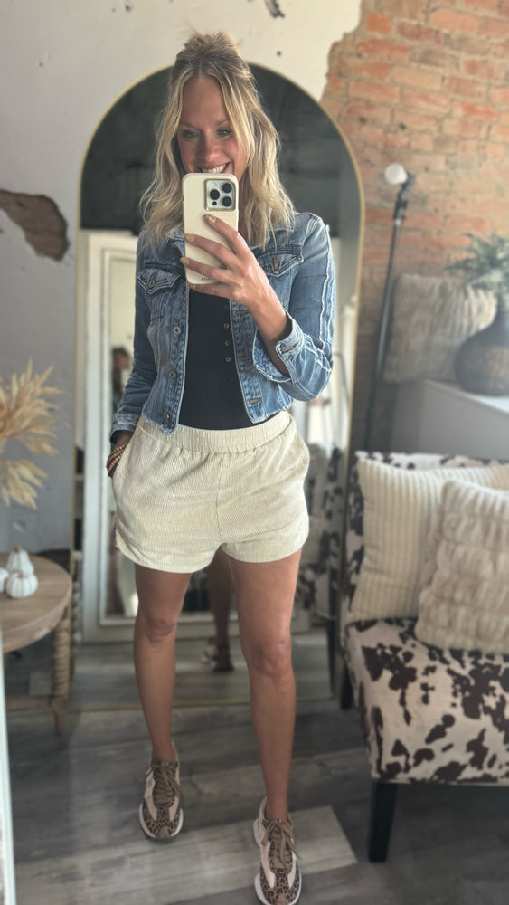 Cream Corduroy Shorts