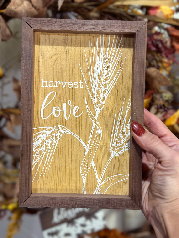 Yellow Harvest Love Wheat Block Sign