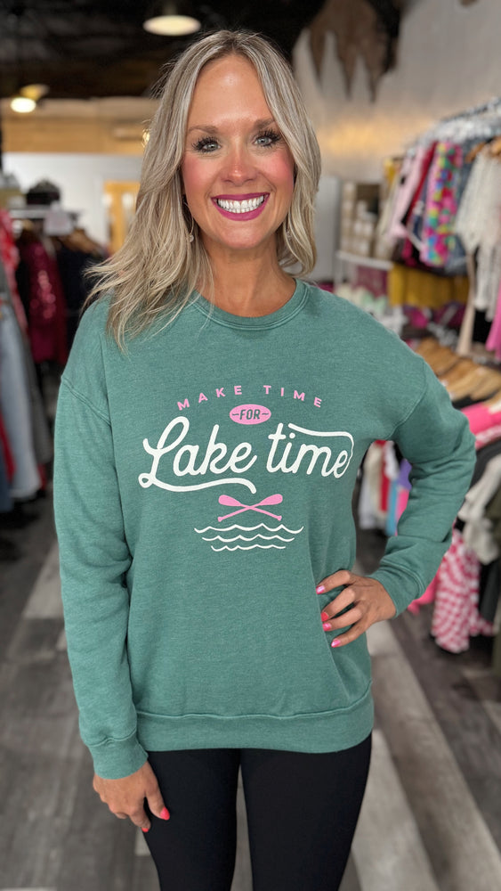 Dusty Green Make Time For Lake Time Sweatshirt