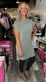 Olive Ribbed Dress