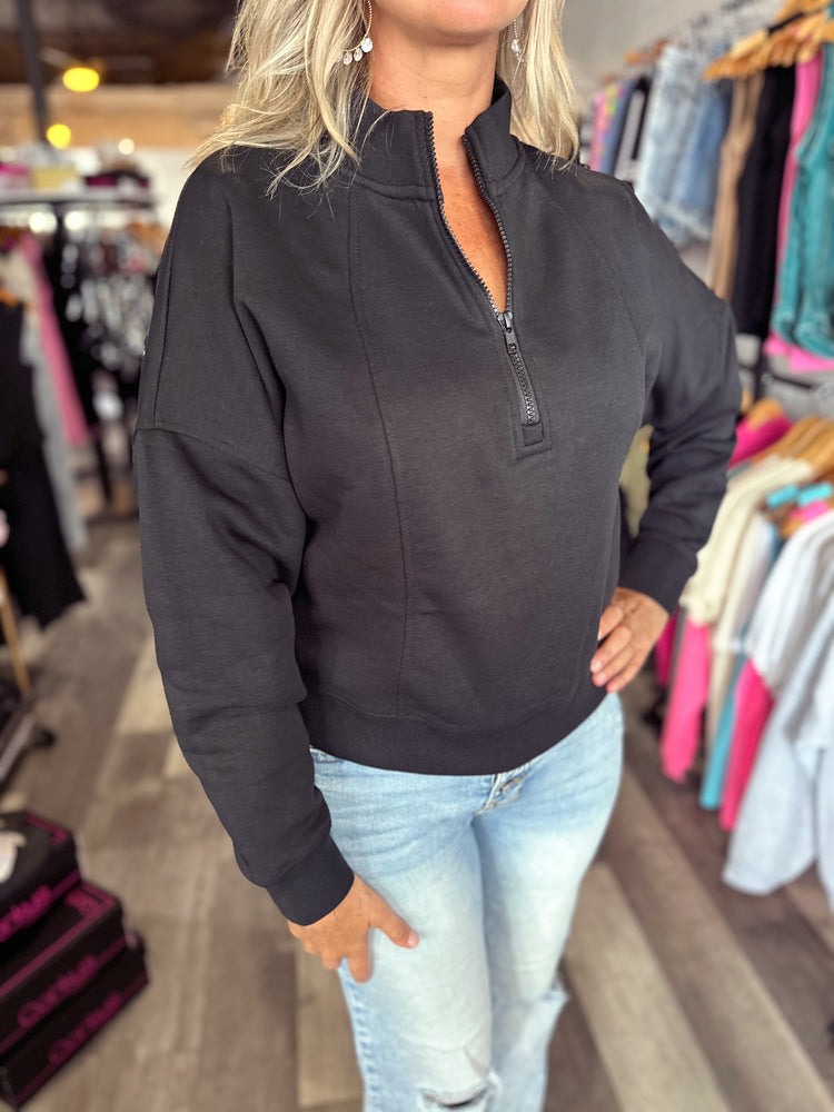 Black Princess Seam Quarter Zip Pullover
