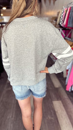 Varsity Striped Sweatshirt in Heather Grey
