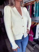 Cream Button Down V-Neck Sweater