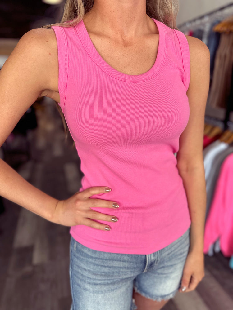 Pink Punch Basic Ribbed Tank