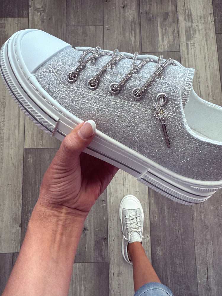 Silver Glitter Aman Slip On Tennis by VeryG