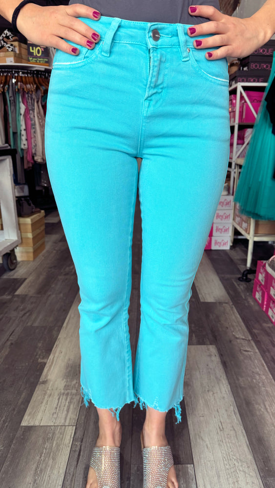 Mica Aqua Blue Cropped Jeans