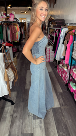 Wide Leg Light Denim Jumpsuit