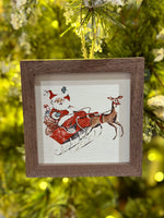 4x4 Retro Santa and Reindeer Block Sign