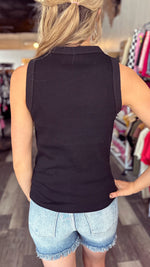 Ribbed Crewneck Tank in Black