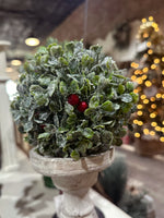 5” Glittered Mistletoe Orb w/ Red Berries