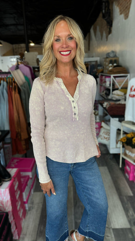 Lavender Thermal Henley Top