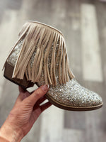 Cream Sparkle and Fringe Bootie by VeryG