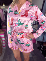 Satin Cowboy Christmas Pajama Set