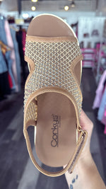 Caramel Mesh Carley Wedge by Corkys’
