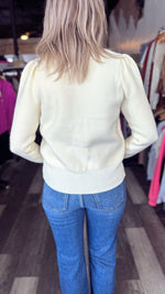 Cream Button Down V-Neck Sweater