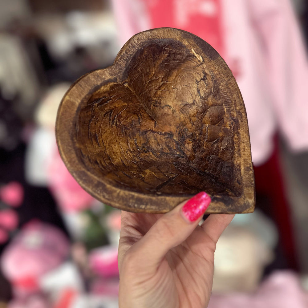 Wood Heart Dough Bowl