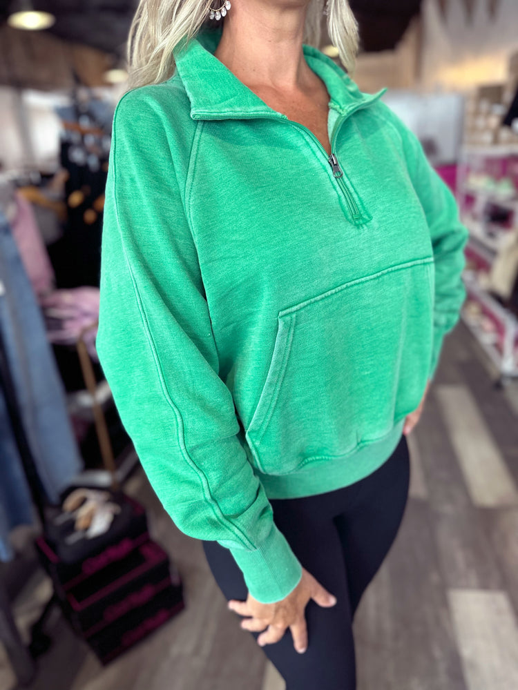 Green Quarter Zip Sweatshirt