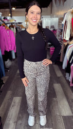 Washed Leopard High Rise Cello Jeans