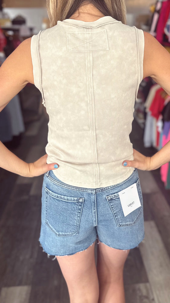 Buttery Soft Ribbed Tank in Light Stone