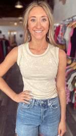 Buttery Soft Ribbed Tank in Light Stone