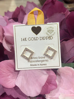 Gold Square Diamond Shape Stud