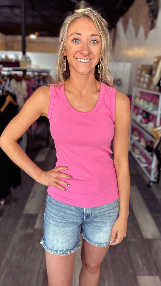 Pink Punch Basic Ribbed Tank