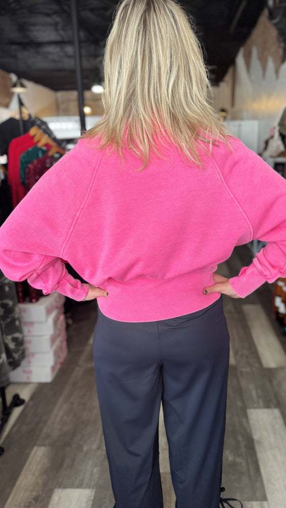 Hot Pink Quarter Zip Sweatshirt