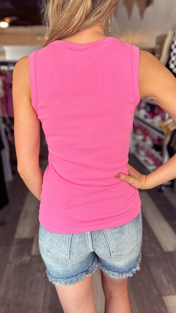 Pink Punch Basic Ribbed Tank