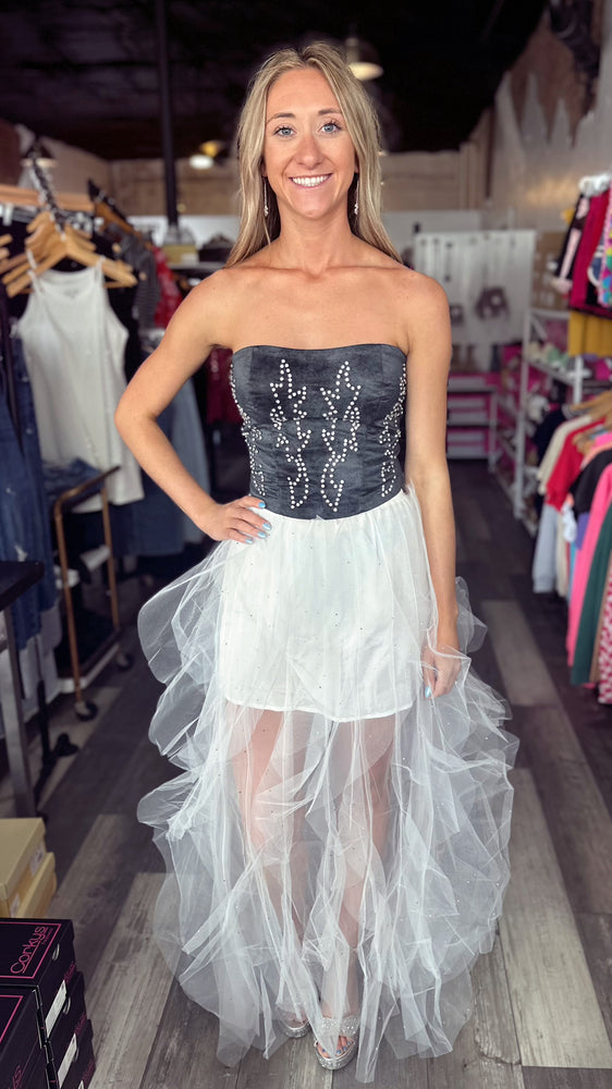 White Tool Rhinestone Skirt