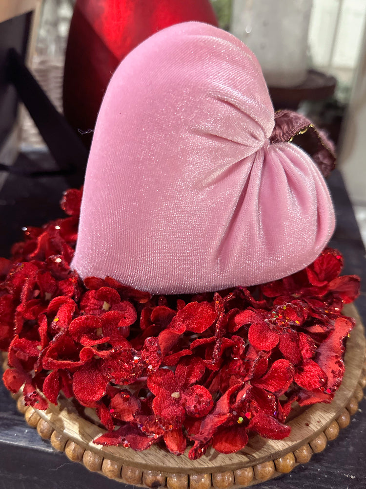 7” Red Glittered Floral Mini Wreath/Candle Ring