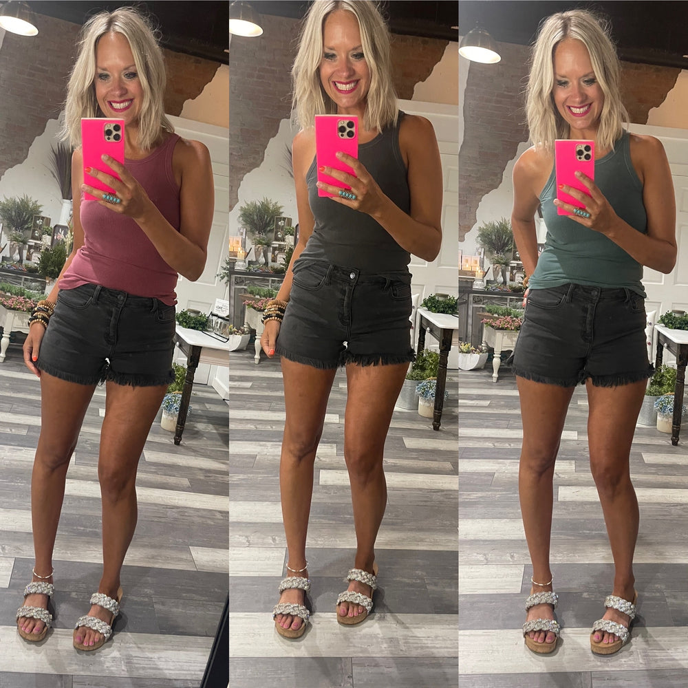 Halter Neck Ribbed Tank