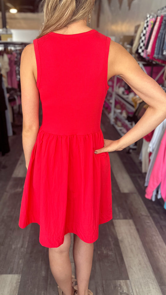 Red Contrast Tank Mini Dress