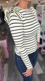 Striped Ruffle Sleeve Top