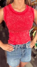 Butter Soft Ribbed Tank in Washed Red