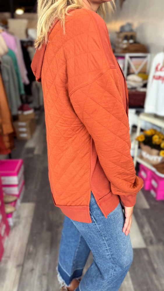 Burnt Orange Quilted Sweatshirt