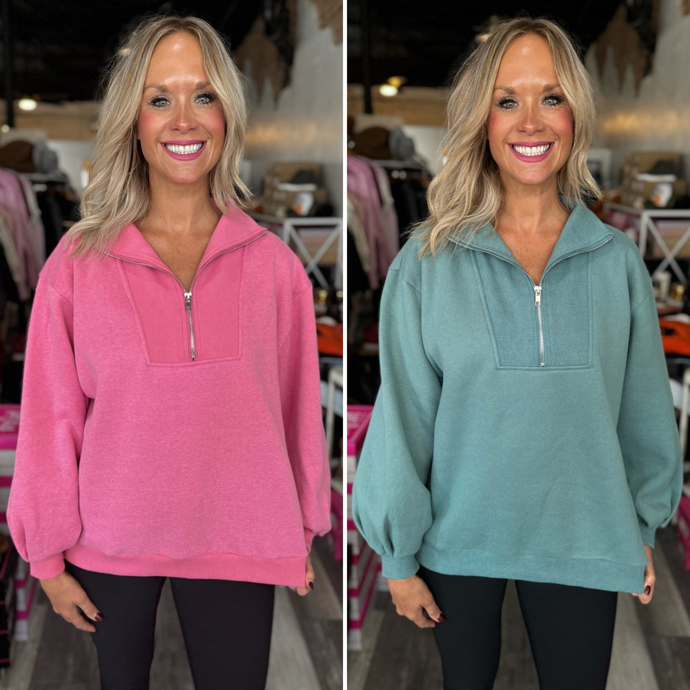 Long Sleeve Half Zip Sweatshirt Top