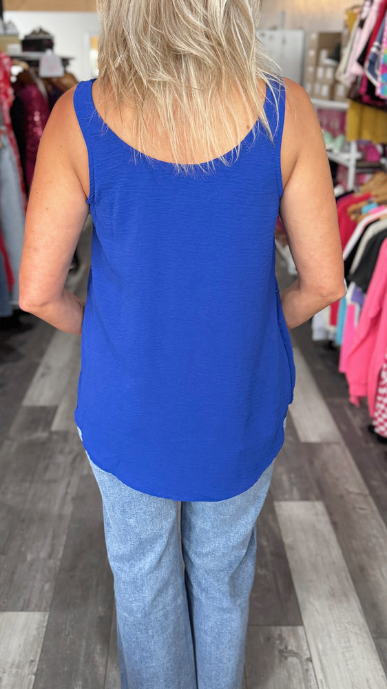 Blue Scoop Neck Tank