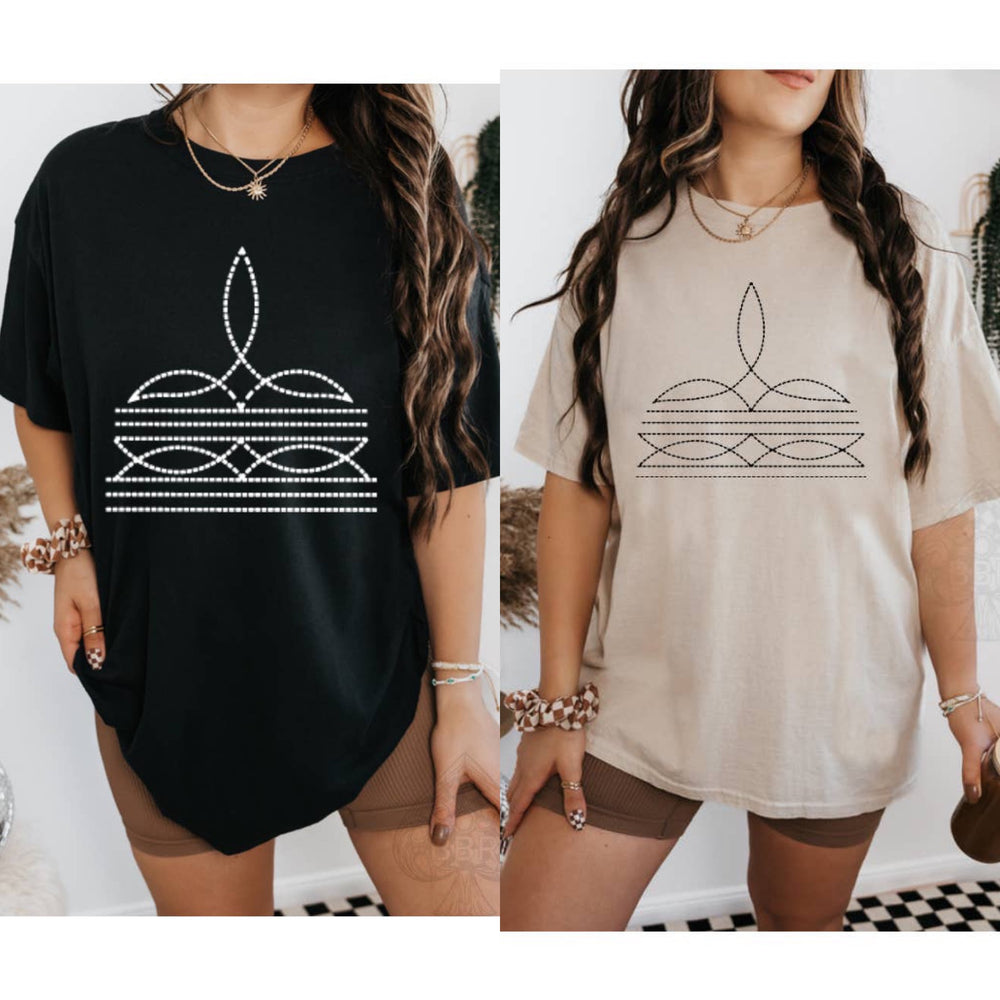 Tan or Black Boot Stitch Western Shirt