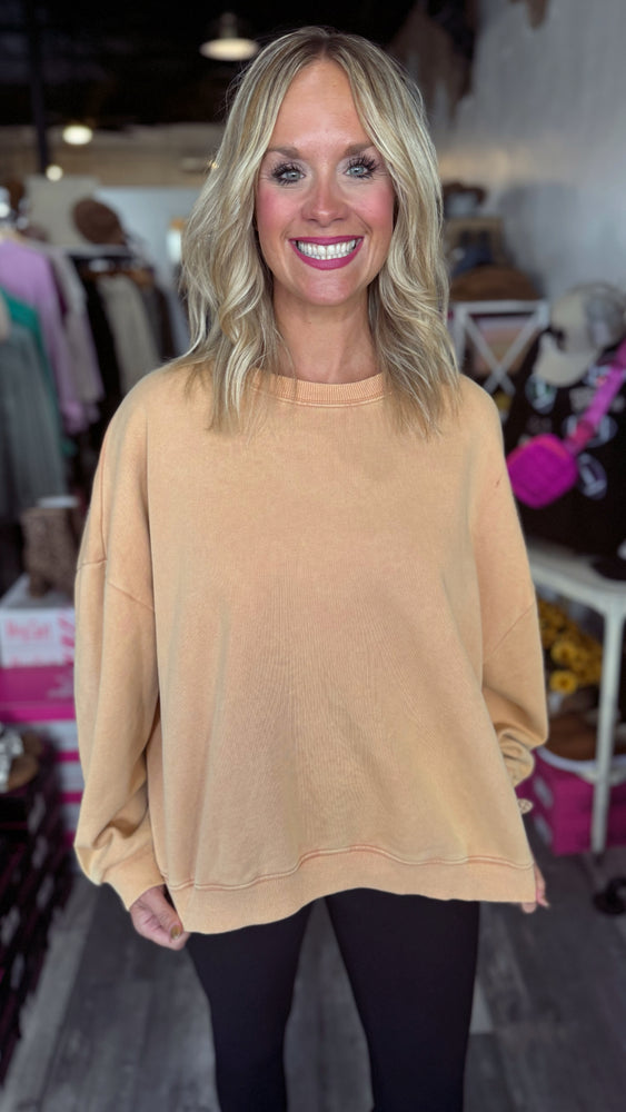 Peach Taupe Oversized Comfy Sweatshirt