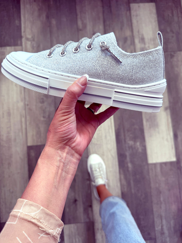 Silver Glitter Aman Slip On Tennis by VeryG