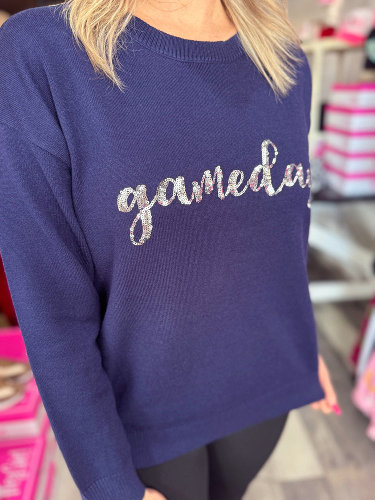 Navy Silver Gameday Sweater