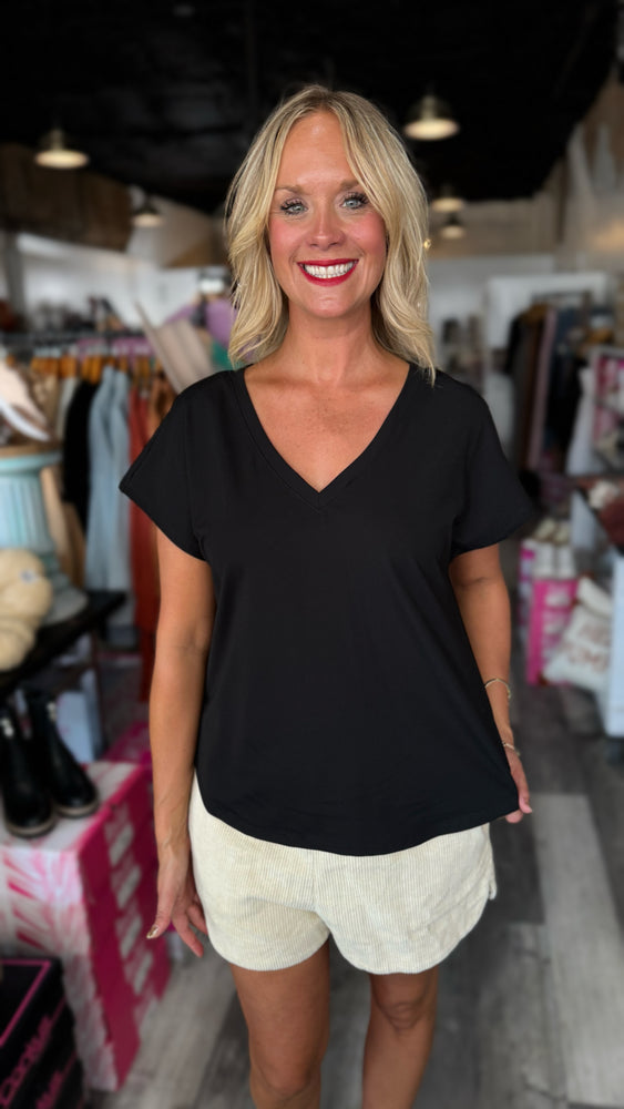 Black V-Neck Top