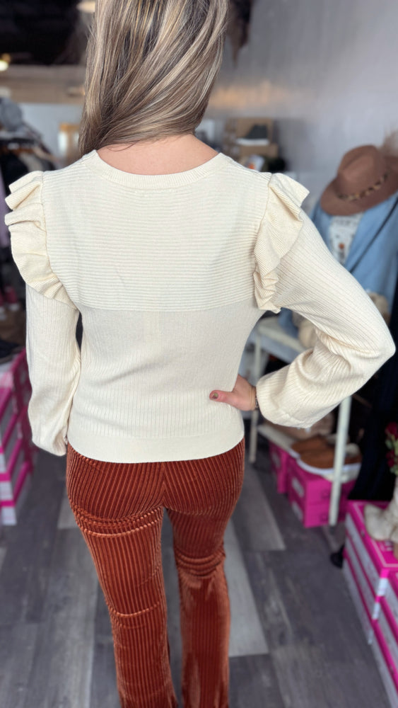 Camel Velvet Flare Pants