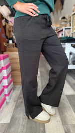 Black French Terry Straight Leg Pants