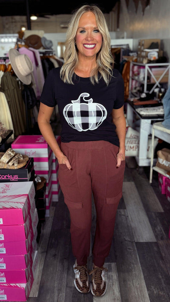 Black Plaid Pumpkin Tee