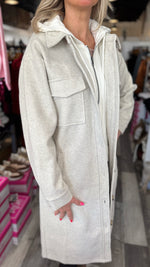 Long Hooded Jacket in Light Grey