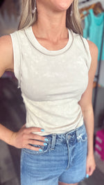 Buttery Soft Ribbed Tank in Light Stone