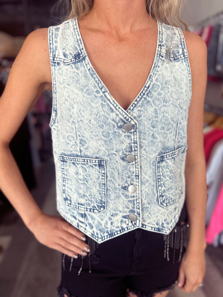 Washed Denim Vest
