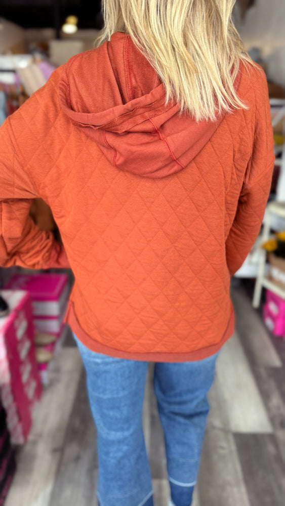 Burnt Orange Quilted Sweatshirt