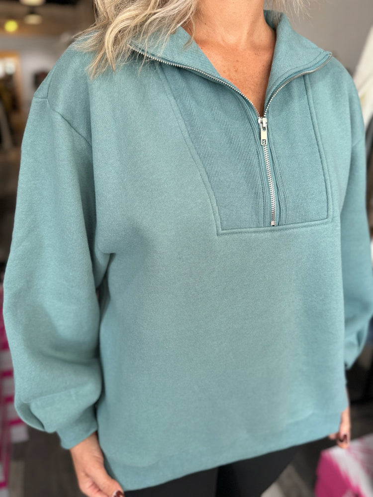 Long Sleeve Half Zip Sweatshirt Top